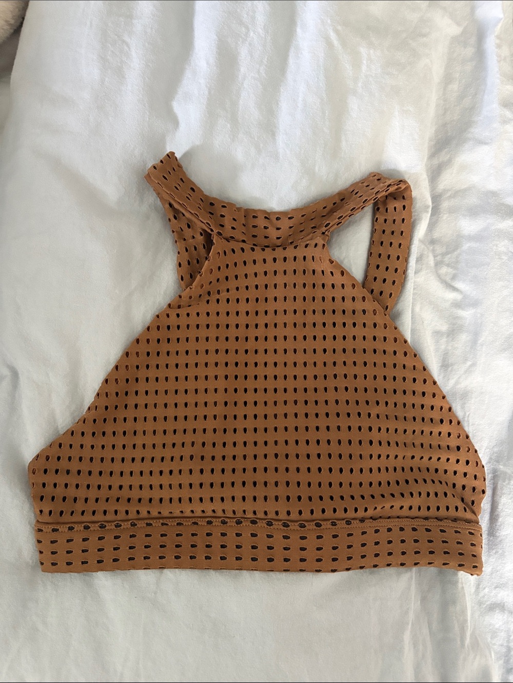 acacia swimwear Brown Perforated Mesh Halter Top